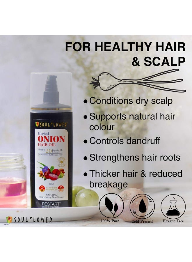 Soulflower Onion Hair Oil220ml & Rosemary Essential Oil15ml | Hair Growth, Nourishment, Hair Fall | Ratanjot Herb, Amla & Ashwagandha | Cold-Pressed, Pure, & Natural - Image 3
